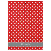 Red White Polka Dots Charcoal Ribbon Monogram Klembord (Achterkant)