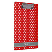 Red White Polka Dots Charcoal Ribbon Monogram Klembord (Rechts)