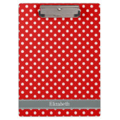 Red White Polka Dots Charcoal Ribbon Monogram Klembord (Voorkant)