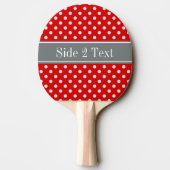 Red White Polka Dots Charcoal Ribbon Monogram Tafeltennisbatje (Achterkant)