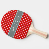 Red White Polka Dots Charcoal Ribbon Monogram Tafeltennisbatje (Zijkant)