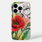 Red White Poppy iPhone Case Flowers - Schilderen (Achterkant)