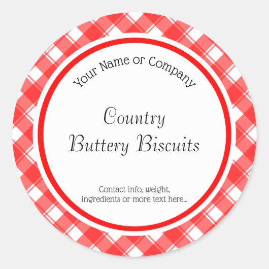 Red White Pset Retro Editable Baking Stickers (Voorkant)