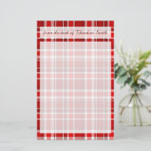 Red White Pset Tartan Briefpapier (Staand voorkant)