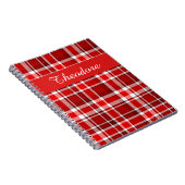 Red White Pset Tartan | Jouw namen toevoegen Notitieboek (Rechterzijde)