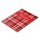 Red White Pset Tartan | Jouw namen toevoegen Notitieboek (Linkerzijde)