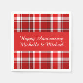 Red White Pset Tartan | Jouw namen toevoegen Servet (Voorkant)