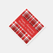 Red White Pset Tartan | Jouw namen toevoegen Servet (Hoek)