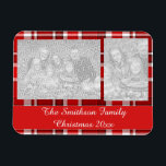 Red White Pset Tartan Magneet<br><div class="desc">Dit rode en witte vlakvormig ontwerp heeft een repetitief gecontroleerd/tartan patroon dat licht getextureerd is. Het is een helder,  stijlvol vlechtpatroon.</div>