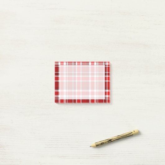 Red White Pset Tartan Post-it® Notes (Op bureau)