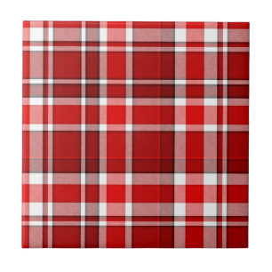 Red White Pset Tartan Tegeltje