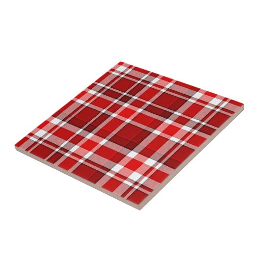 Red White Pset Tartan Tegeltje (Zijkant)