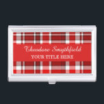 Red White Pset Tartan Visitekaarthouder<br><div class="desc">Deze rode en witte houder van het visitekaartje heeft een zich herhalend gecontroleerd/tartan patroon dat licht getextureerd is. Het is een helder,  stijlvol,  stijlvol,  stijlvol vormgegeven patroon dat je kaarthouder eruit zal halen. Voeg gemakkelijk jouw naam en titel toe gebruikend de sjablonen.</div>