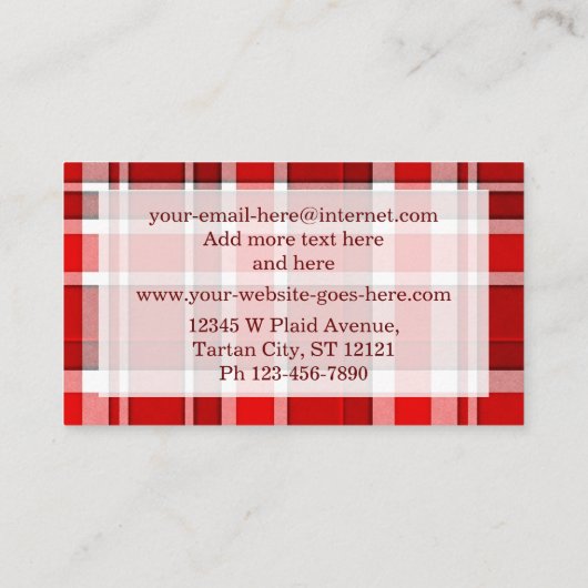 Red White Pset Tartan Visitekaartje (Achterkant)
