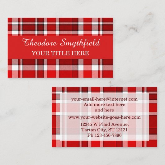 Red White Pset Tartan Visitekaartje (Voorkant / Achterkant)