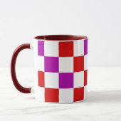 Red White Purple Checkered Pattern Design  Mok (Links)