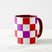 Red White Purple Checkered Pattern Design  Mok (Voorkant rechts)