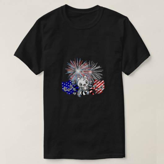 Red White Raccoon Fireworks, 4 juli Shirt (Design voorkant)