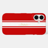 Red White Racing Stripes Gold Monogrammed Stijlvol Case-Mate iPhone Case (Achterkant (horizontaal))
