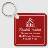 Red White Real Estate Company Custom Realtor Sleutelhanger (Voorkant)