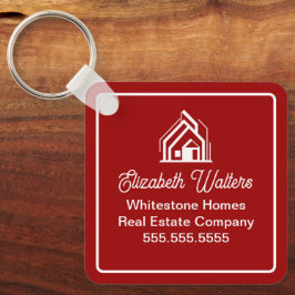 Red White Real Estate Company Custom Realtor Sleutelhanger