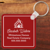 Red White Real Estate Company Custom Realtor Sleutelhanger (Achterkant)
