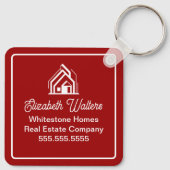 Red White Real Estate Company Custom Realtor Sleutelhanger (Achterkant)