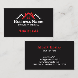 Red White Roofing House Climber Business Card Visitekaartje