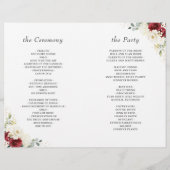 Red White Rose Floral DIY Folded Wedding Programme (Achterkant)