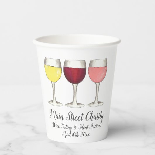 Red White Rosé-glazen wijnbril Winery Wine Tasting Papieren Bekers (Voorkant)