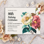 Red White Roses 90th Birthday Uitnodiging Briefkaart<br><div class="desc">Mooie rode en witte rozen briefkaart van de 90e verjaardag van vrouwen. De tekst is volledig klantgericht,  zodat kan deze kaart voor om het even welke leeftijd worden ontworpen. Neem contact met ons op voor hulp bij het aanpassen of aanpassen van producten.</div>