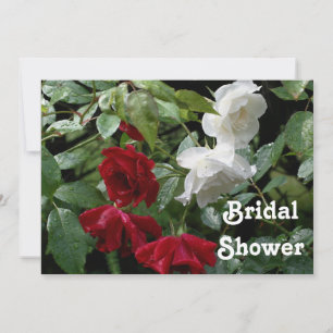 Red White Roses Bridal Wedding Shower Uitnodiging