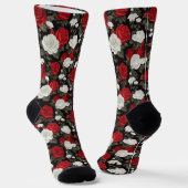 Red White roses flowers pattern Sokken (Gebogen)