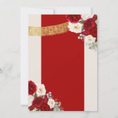 Red White Roses Peonies Elegant Quinceanera Invita Kaart (Achterkant)