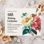 Red White Roses Women's 50th Birthday Uitnodiging Briefkaart<br><div class="desc">Mooie rode en witte rozen briefkaart van de 50e verjaardag van vrouwen. De tekst is volledig klantgericht,  zodat kan deze kaart voor om het even welke leeftijd worden ontworpen. Neem contact met ons op voor hulp bij het aanpassen of aanpassen van producten.</div>