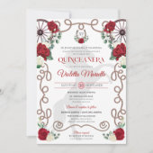 Red White Rustic Western Charro Quinceanera Kaart (Voorkant)