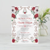 Red White Rustic Western Charro Quinceanera Kaart (Staand voorkant)