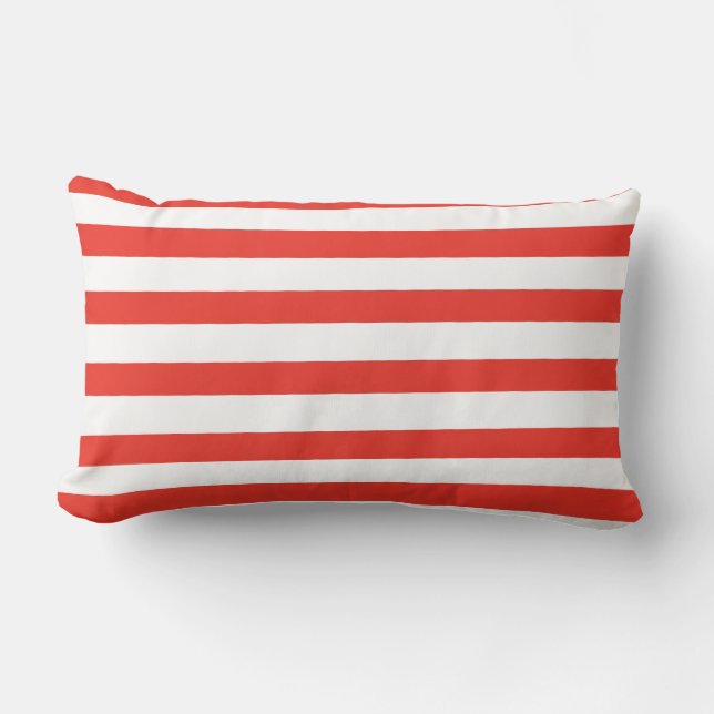 Red White Sailor Stripes Kussen (Voorkant)