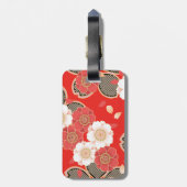 Red & White Sakura Japans Kimono Bagagelabel (Achterkant verticaal)