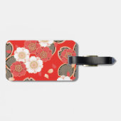 Red & White Sakura Japans Kimono Bagagelabel (Achterkant horizontaal)