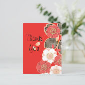 Red & White Sakura Japans Kimono Briefkaart (Staand voorkant)