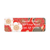 Red & White Sakura Japans Kimono Etiket (Voorkant)