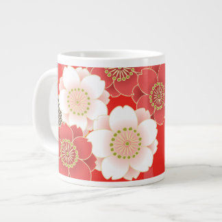 Red & White Sakura Japans Kimono Grote Koffiekop