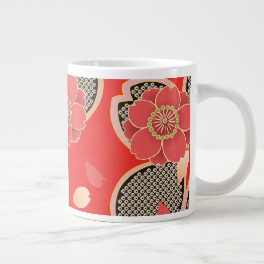 Red & White Sakura Japans Kimono Grote Koffiekop (Rechts)