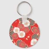 Red & White Sakura Japans Kimono Sleutelhanger (Voorkant)
