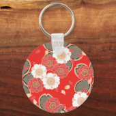 Red & White Sakura Japans Kimono Sleutelhanger (Voorkant)