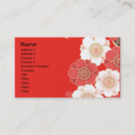 Red & White Sakura Japans Kimono Visitekaartje