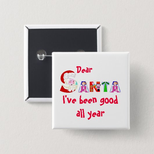 Red White Santa Kerstfeestdag Vierkante Button 5,1 Cm (Voorkant /achterkant)