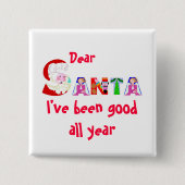 Red White Santa Kerstfeestdag Vierkante Button 5,1 Cm (Voorkant)