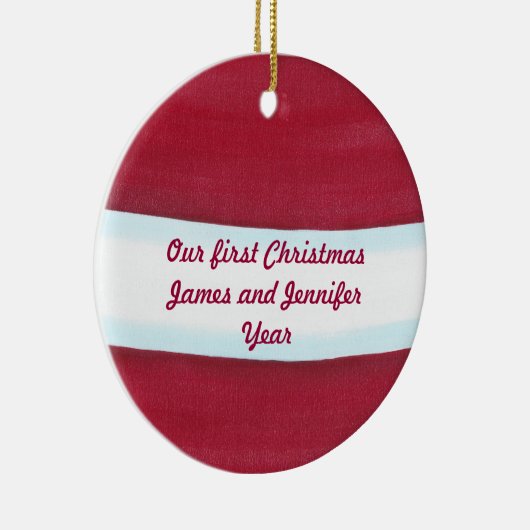 Red White Santa Waist Ons eerste kerstfeest Keramisch Ornament (Rechts)